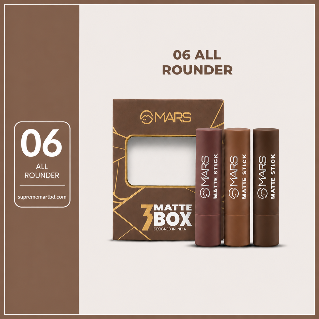 MARS 3 Matte Box Lipsticks Set (06 All Rounder)