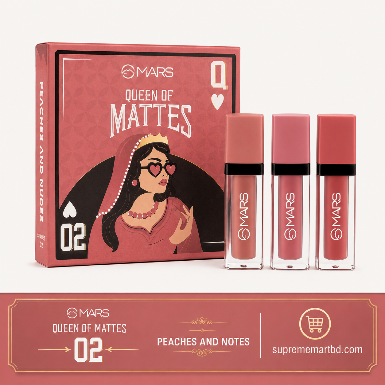 MARS Queen of Mattes Liquid Lipsticks Box Set (02 Peaches and Nudes)