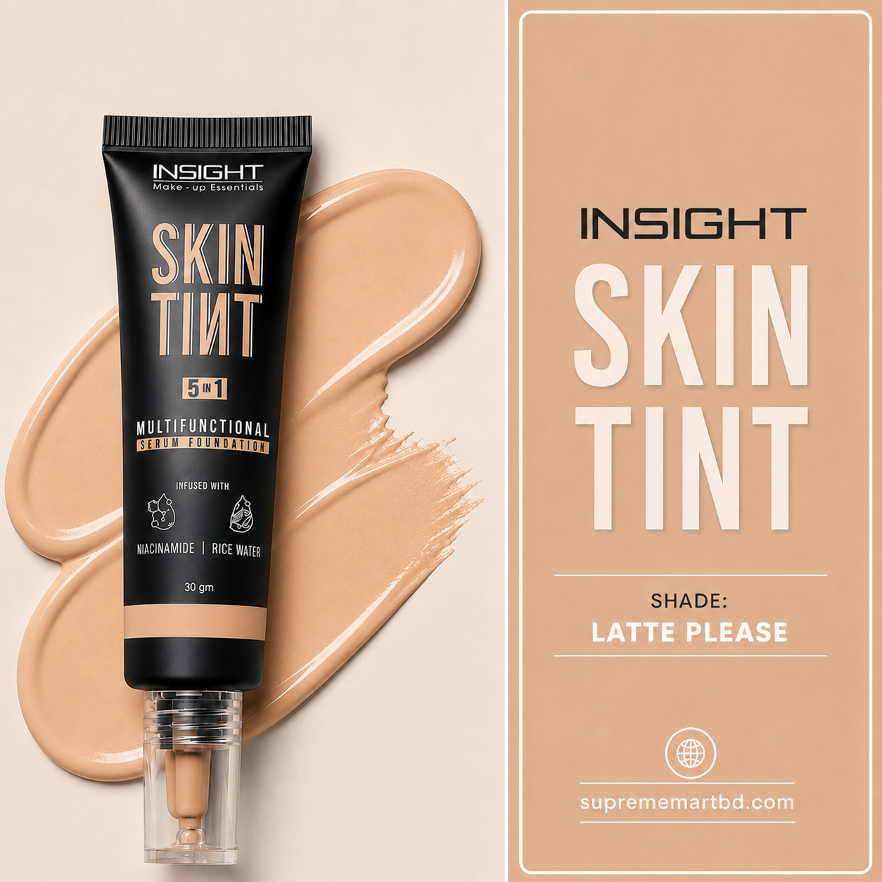 Insight Skin Tint 5-in-1 Multifunctional Serum Foundation – Latte Please(03)